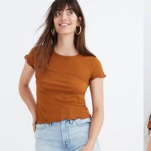 Madewell Sheer y2k lettuce hem ribbed baby Tee